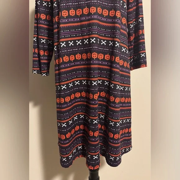 EUC Dressworks Orange and Purple Halloween Graphic Dress size medium - Picture 4 of 9